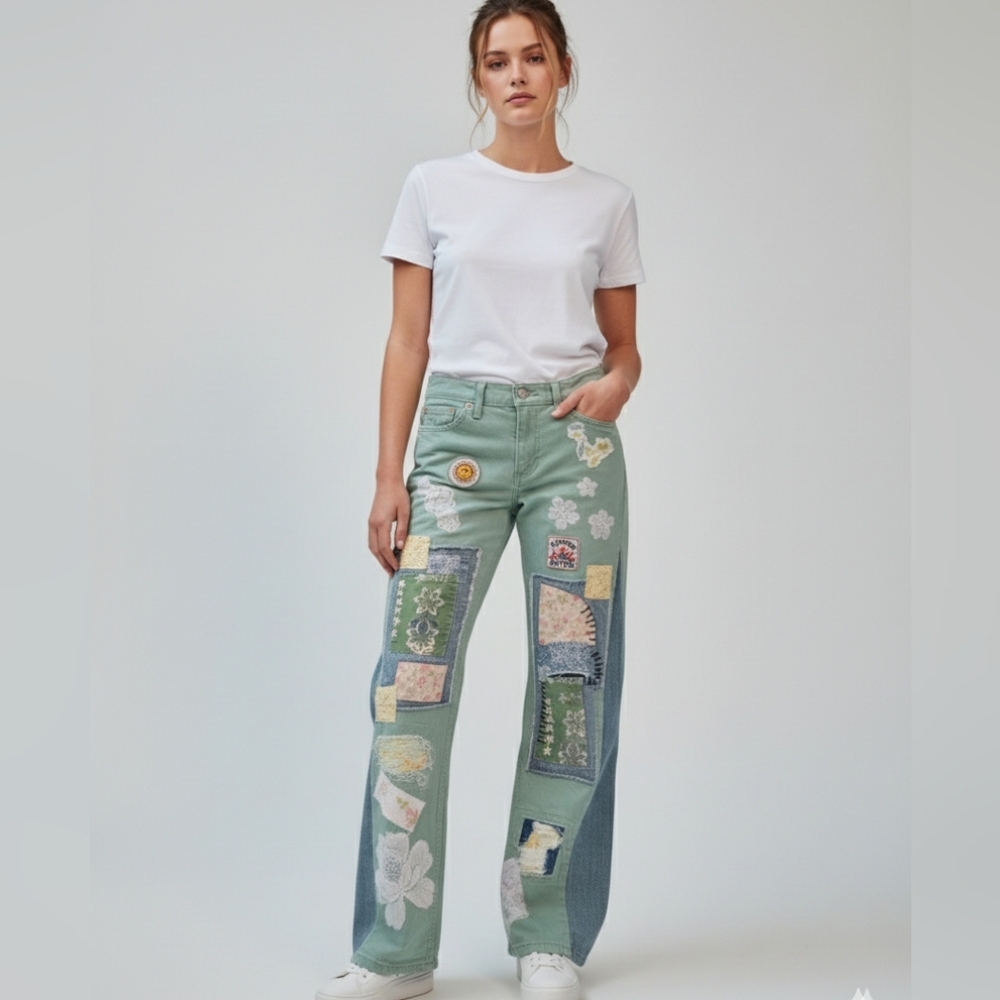 Levi's 511 Upcycled Custom One Of A Kind, Patchwork Jeans 30x32 With Added Flare